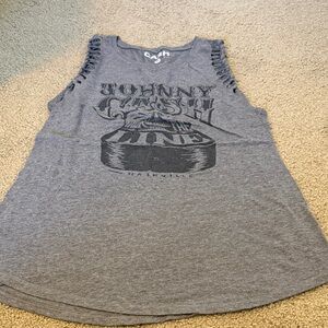 Torrid size 0 Johnny Cash Graphic Cutout Sleeve Gray Tank Top